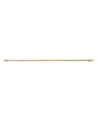 Men's 14K Yellow Gold Ombr&eacute; Rainbow Sapphire Tennis Bracelet