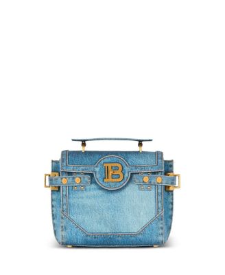 Balmain - Women's B-Buzz 23 Bag in Denim Print Canvas