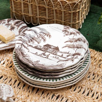Country Estate Party Plates, Assorted Set of 4