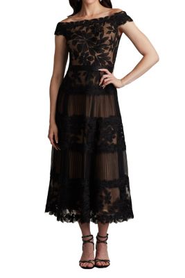 Adriane Floral Embroidered Tea-Length Dress