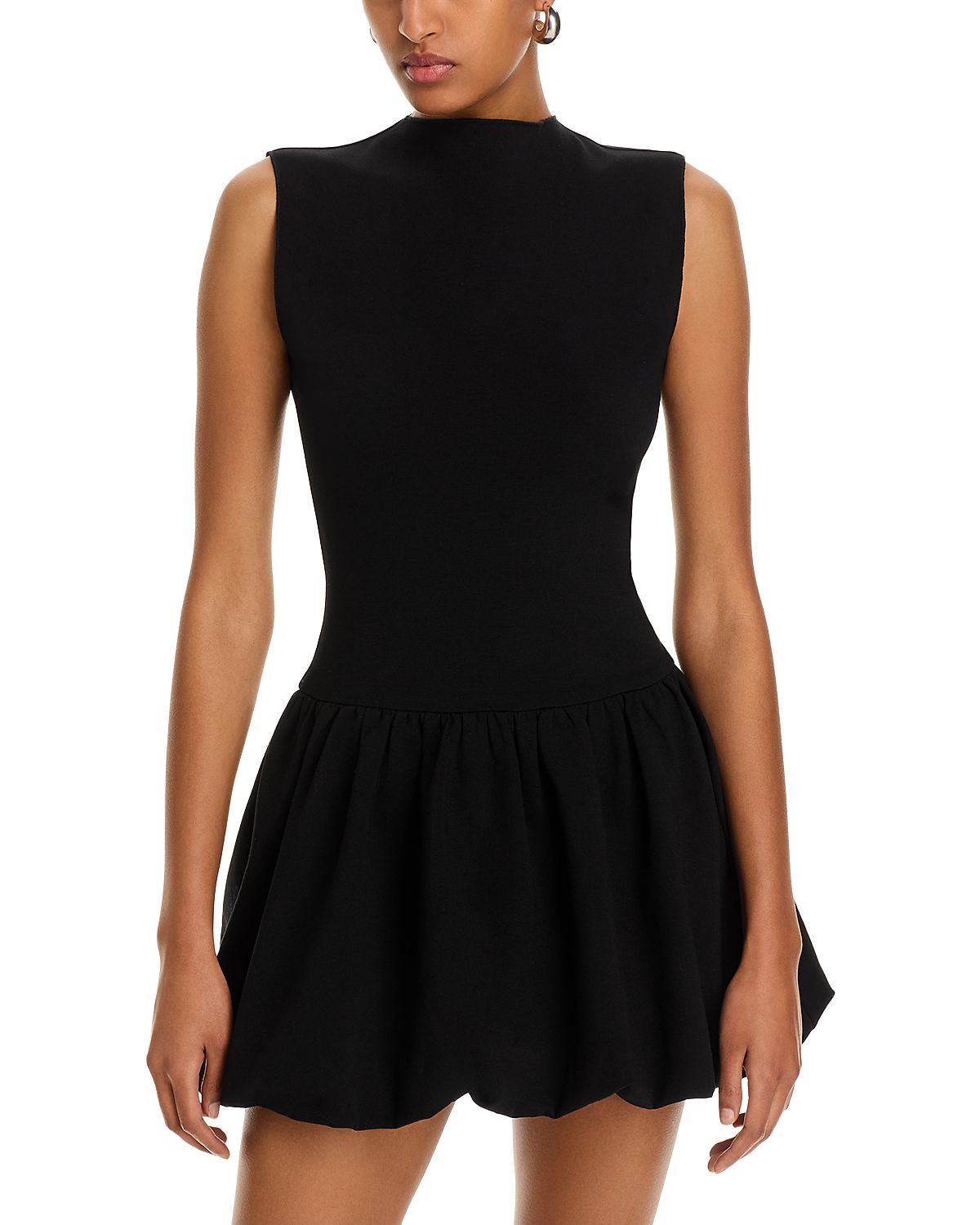 Aqua Ponte Mock Neck Bubble Mini Dress - Exclusive