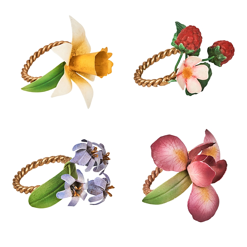 Juliska Meadow Set Of 4 Napkin Rings In Assorted