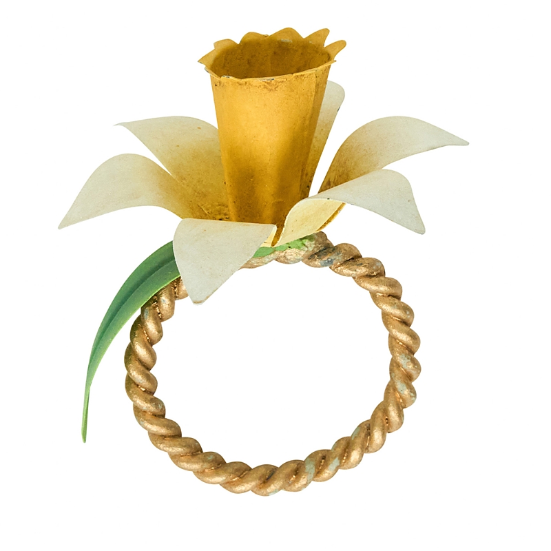 Juliska Meadow Set Of 4 Napkin Rings In Daffodil