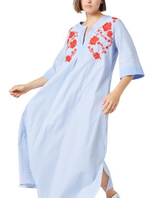 Marina Rinaldi Sport 2A Uscita Opossum Embroidered Split V Neck Dress |  Bloomingdale's