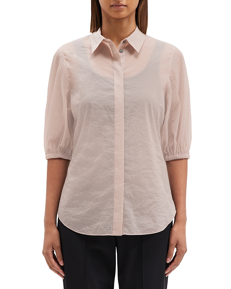 Theory Puffed Sleeve Blouse In Dried Petal