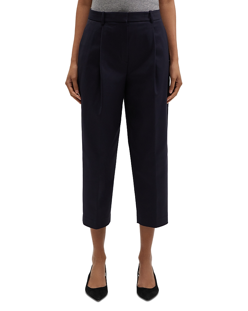 Theory Pleated Cropped Pants In New Navy