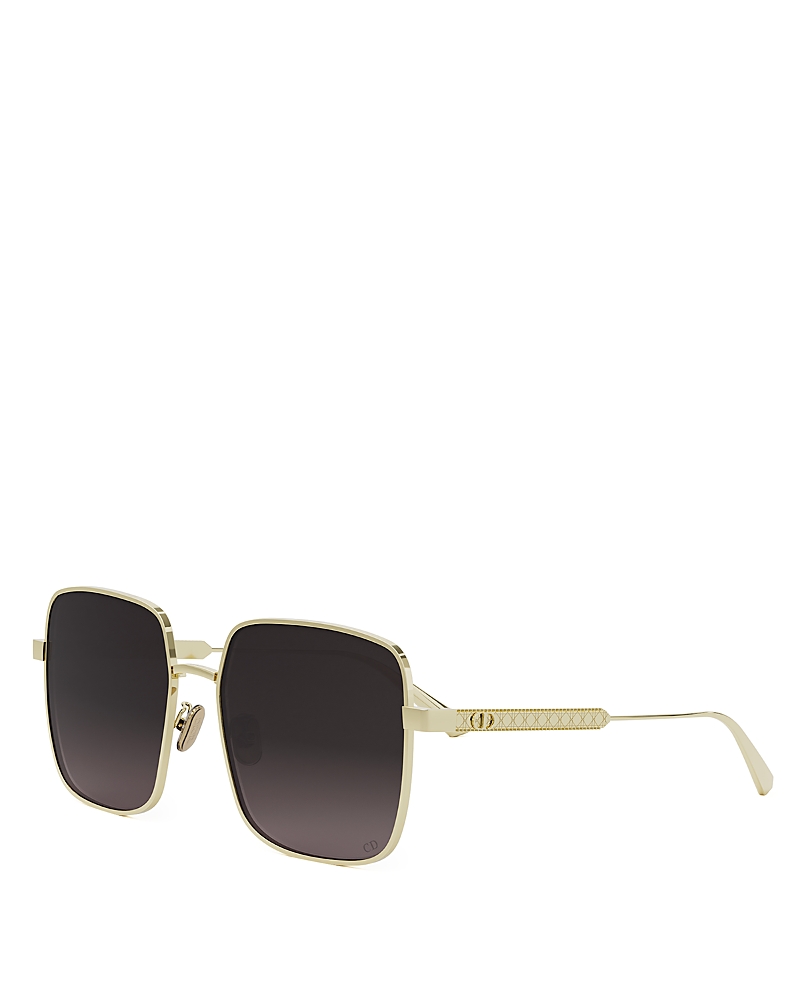 Dior Cannage S1u Square Sunglasses, 59mm In Nickel/smoke