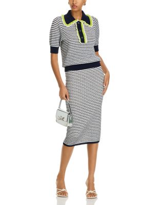 Wavy Striped Midi Skirt