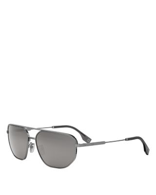 Travel Rectangular Metal Sunglasses, 61mm