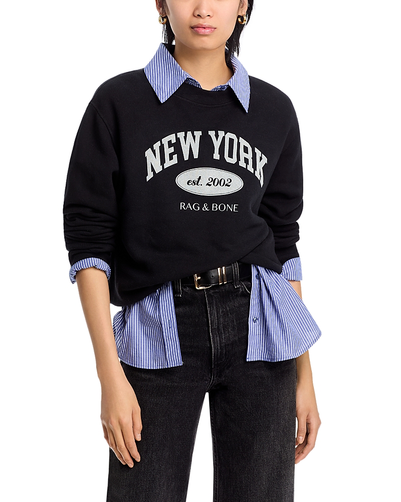 Rag & Bone New York Collegiate Graphic Sweatshirt In Black