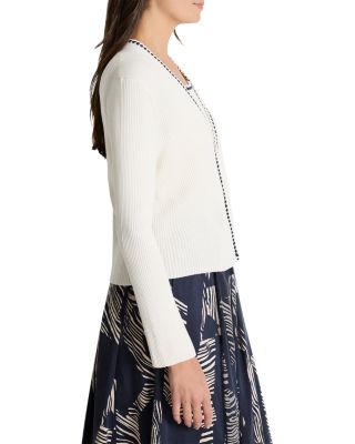 Trimmed Rib Knit Cardigan