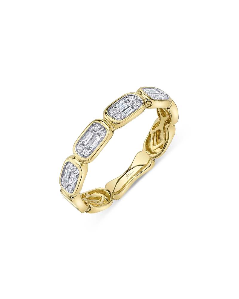 Shy Creation 14k Yellow Gold Aleera Diamond Baguette & Round Cluster Ring In Gold