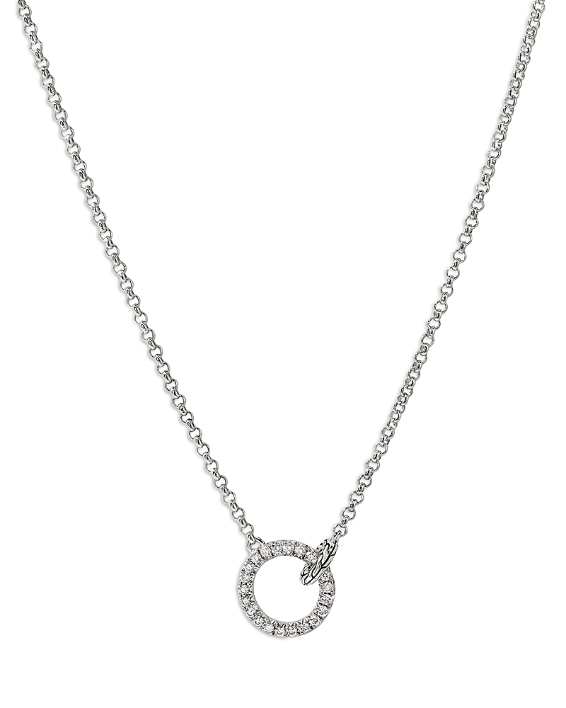 John Hardy Sterling Silver Jh Essentials Diamond Circle Pendant Necklace, 16