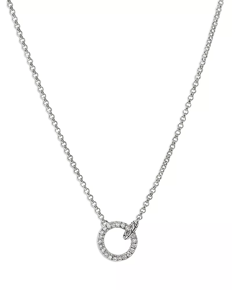 John Hardy Sterling Silver Jh Essentials Diamond Circle Pendant Necklace, 16