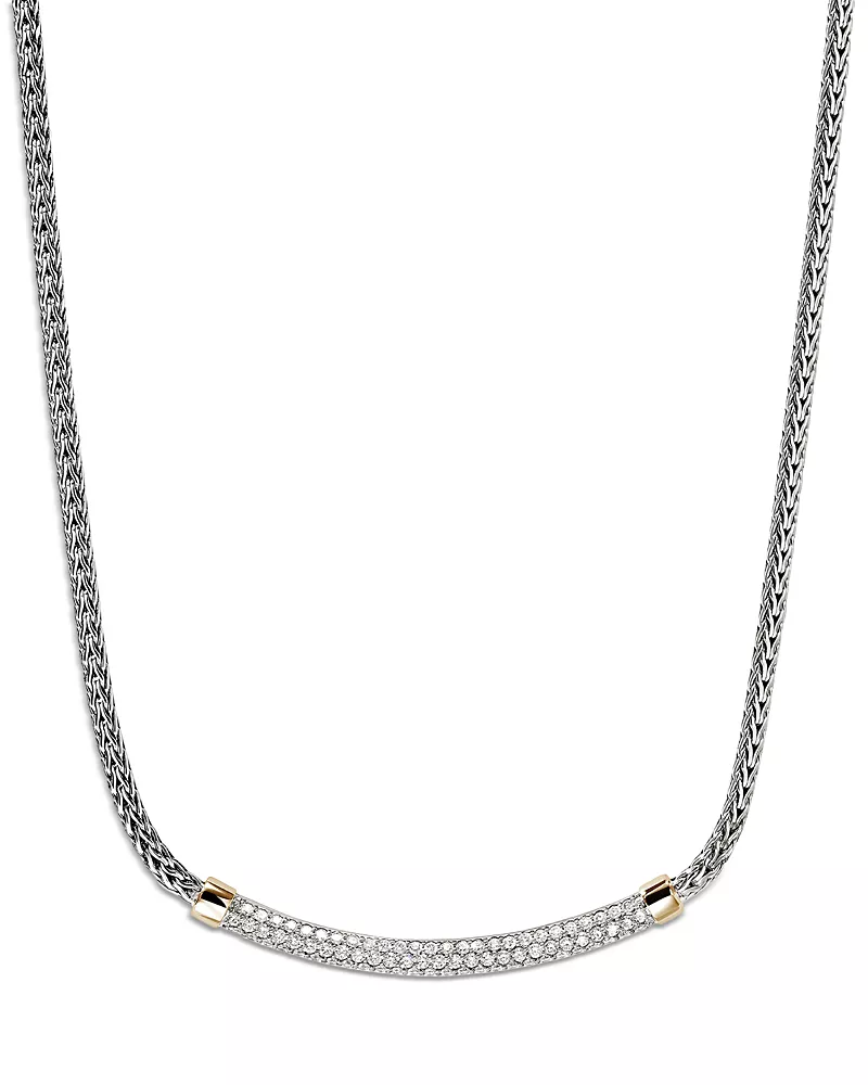 John Hardy 14K Yellow Gold & Sterling Silver Jh Essentials Diamond Pave Collar Necklace, 16
