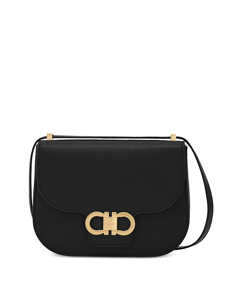 Shop Ferragamo Double Gancini Crossbody Bag In Nero