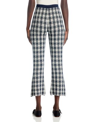 Gingham Cropped Flare Leg Pants