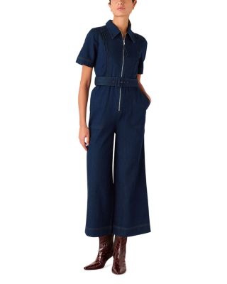 Whistles - Denim Pintuck Belted Jumpsuit