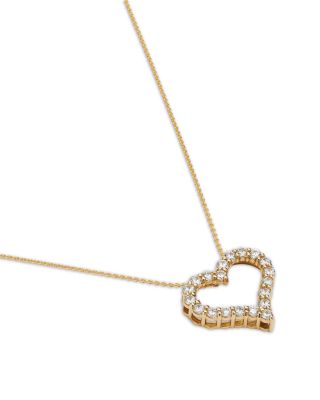 Diamond Open Heart Pendant Necklace in 14K Yellow Gold, 0.50 tcw