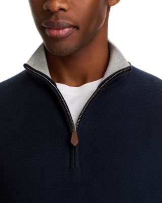 Cotton Tipped Textured Birdseye Half Zip Sweater - Exclusive