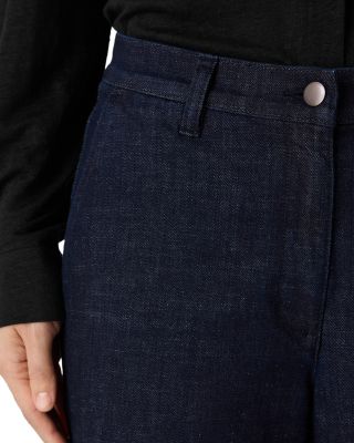 Cotton Stretch Denim Wide Leg Jeans