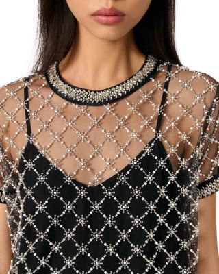 Embroidered Tulle Mini Dress