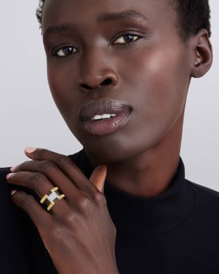 LAGOS 18K Yellow Gold & Sterling Silver Caviar Lux Clip Diamond Pav&eacute; Bangle Bracelet - Exclusive 