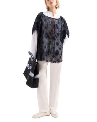 Crinkle Short Sleeve Polka Dot Shirt