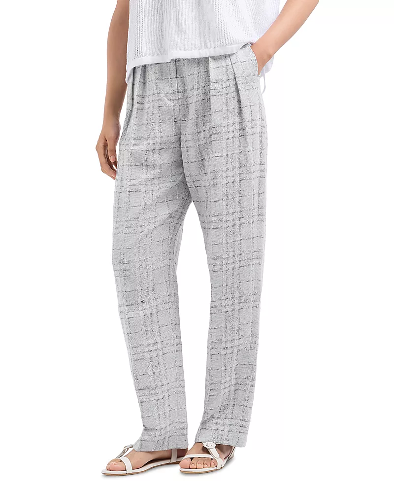 Emporio Armani Linen Check Straight Leg Trousers