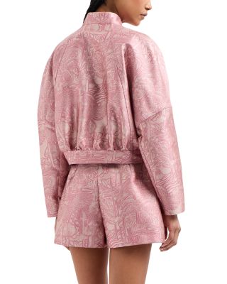 Landscape Tonal Print Shiny Jacquard Shorts