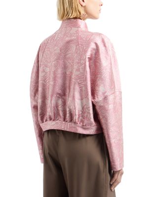 Landscape Tonal Print Shiny Jacquard Jacket