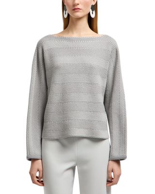 Emporio Armani - Boat Neck Chevron Knit Sweater