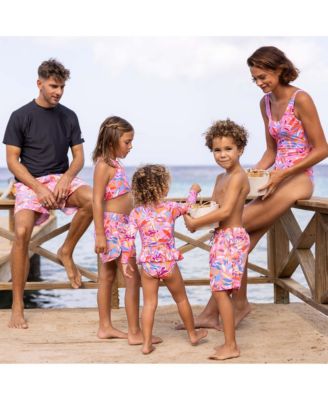 Girls' Blooming Sunset Sustainable Long Sleeve Skirt Surf Suit - Little Kid