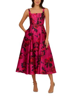 Adrianna Papell - Square Neck Jacquard Dress