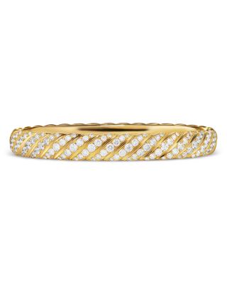 David Yurman - Sculpted Cable Bangle Bracelet in 18K Yellow Gold with Diamonds, 8mm