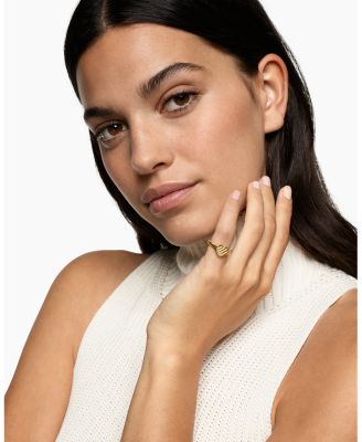 Sculpted Cable Heart Pinky Ring in 18K Yellow Gold, 9mm