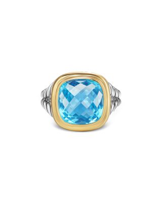 Albion&reg; Ring in Sterling Silver with 18K Yellow Gold and Blue Topaz, 11mm