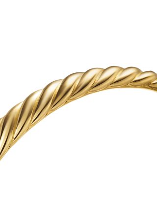 Sculpted Cable Bangle Bracelet in 18K Yellow Gold, 8mm