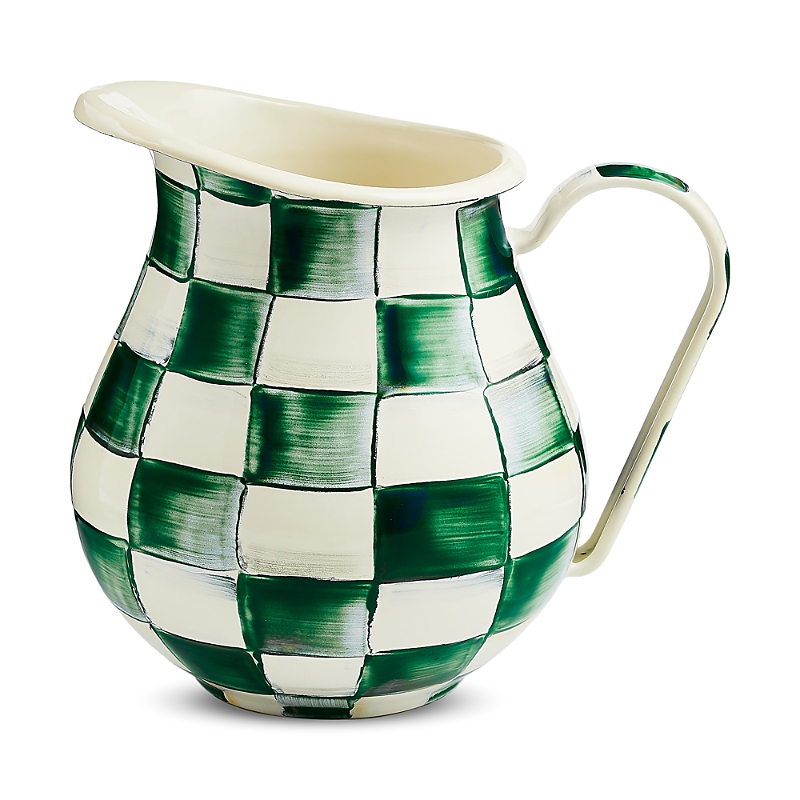 MACKENZIE-CHILDS MACKENZIE-CHILDS EMERALD CHECK ENAMEL PITCHER