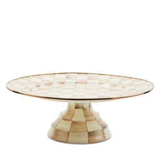 MacKenzie-Childs Mocha Check Small Pedestal Platter
