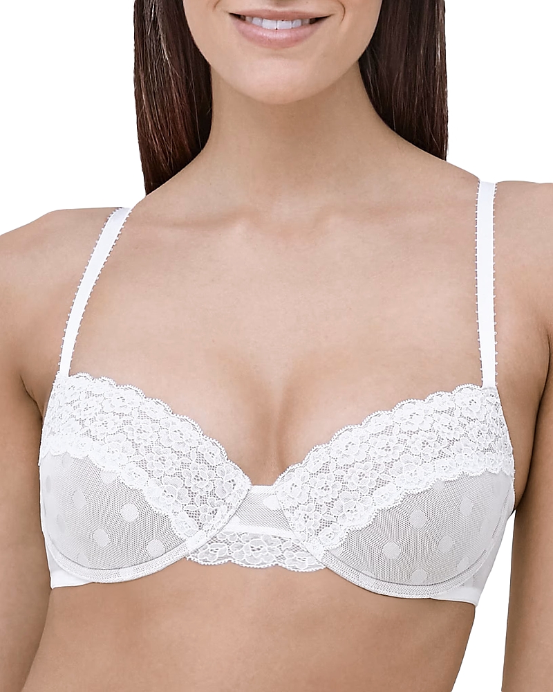 Skarlett Blue Dare Dot Pattern Unlined Underwire Bra In White