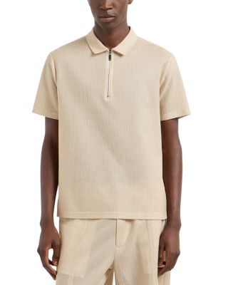 Partial Zip Woven Polo Shirt