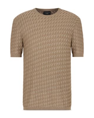 Jacquard Short Sleeved Pullover Crewneck Sweater 