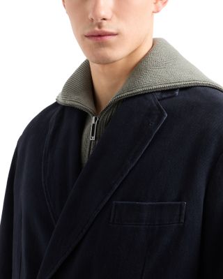 Regular Fit Double Breasted Cotton Blazer