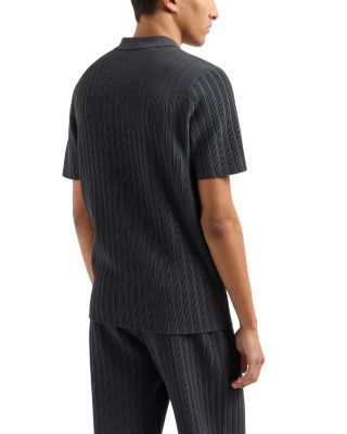 Ottoman Stitch Knit Pullover Polo Sweater 