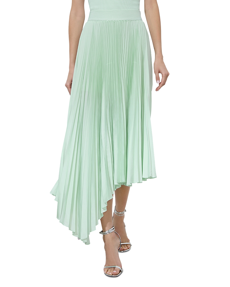 Alice And Olivia Jenara Pleated Midi Skirt In Seaspray