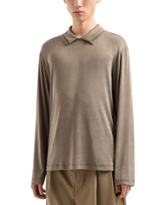 Emporio Armani - Textured Stretch Long Sleeved Polo Shirt