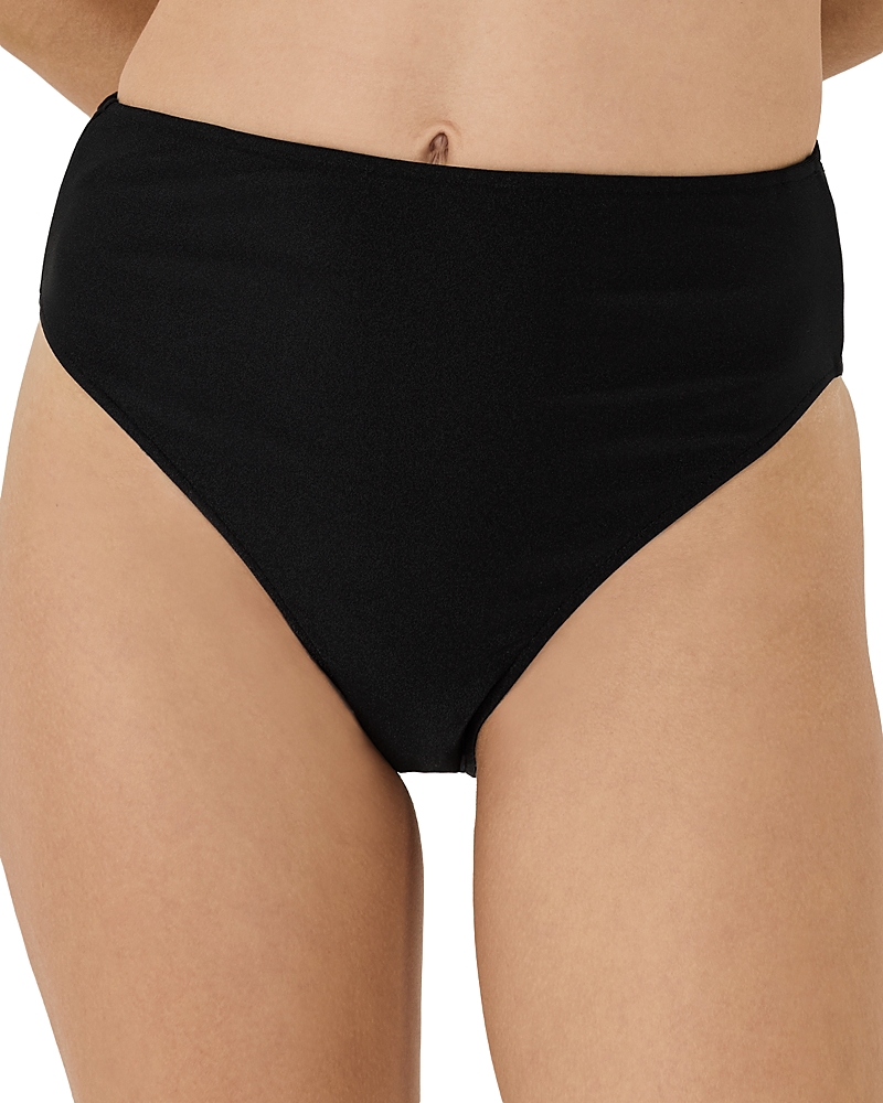 Patbo Metallic Jacquard High Waist Bikini Bottom In Black