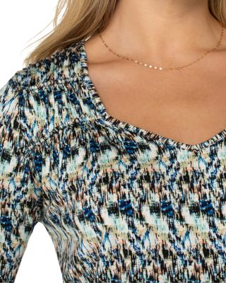 Long Sleeve Shirred Knit Tee