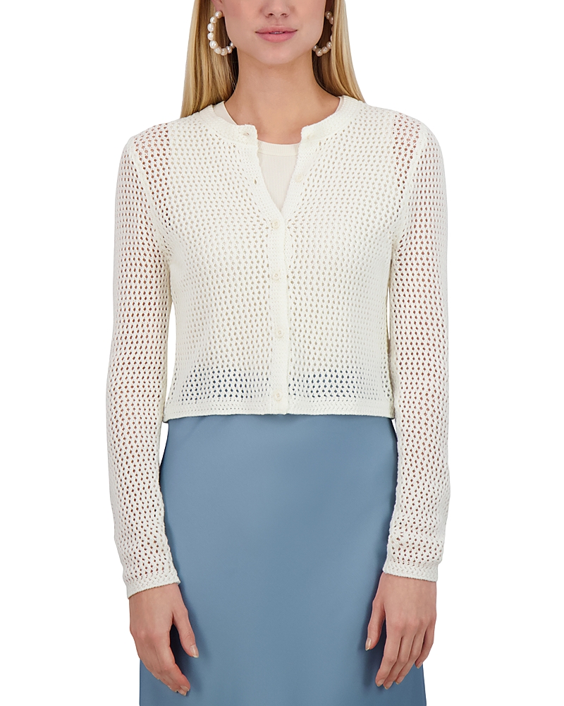 Point Wide Knit Cardigan In Cream